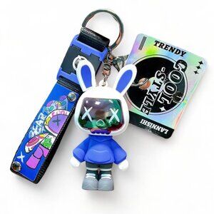 NEW - WOW Keychains Silicone Astronaut Bunny Keychain, Blue (Pack of 1)